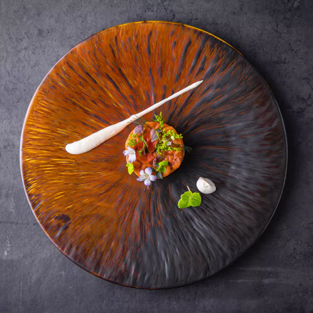 ALANIZ Blanc Series Handcrafted Preserved Flower Flat Plate
