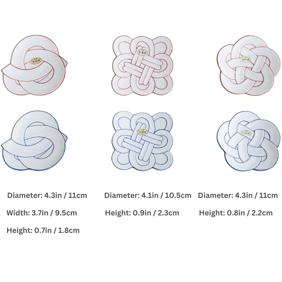 Arita Ware Hand-Painted Auspicious Knot Plate Gift Set - Image 12