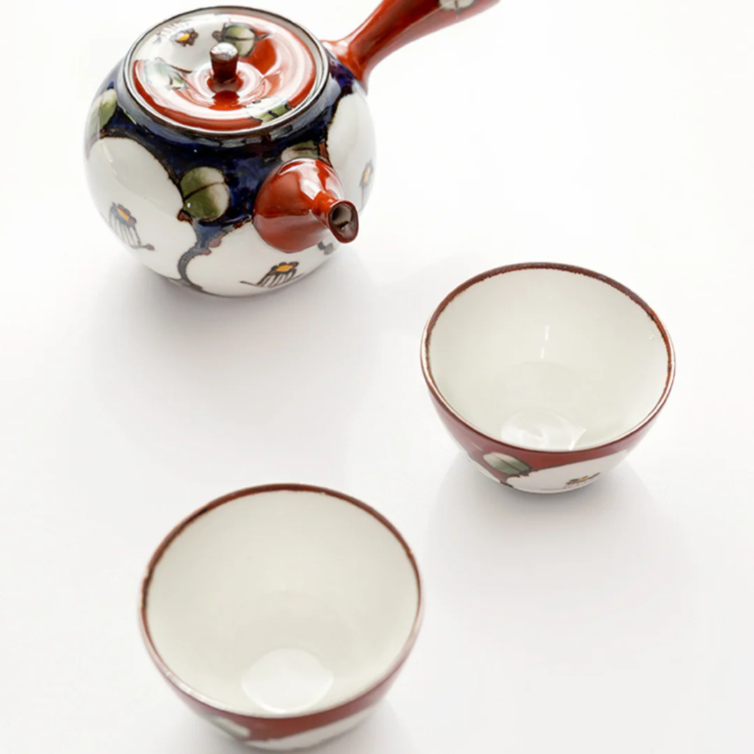 Arita-yaki Hand-Painted Vintage Camellia Teapot Set - Image 14