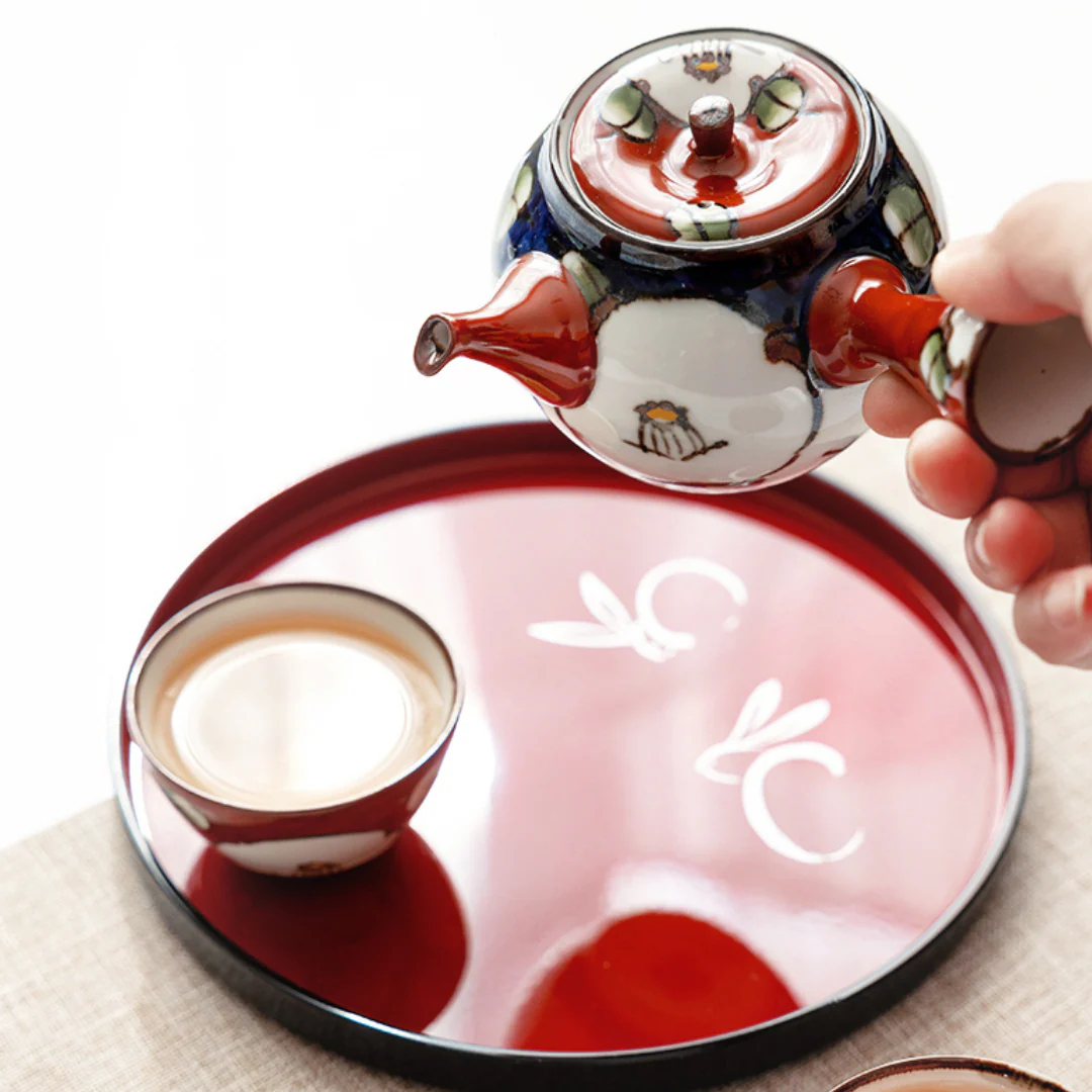 Arita-yaki Hand-Painted Vintage Camellia Teapot Set - Image 3