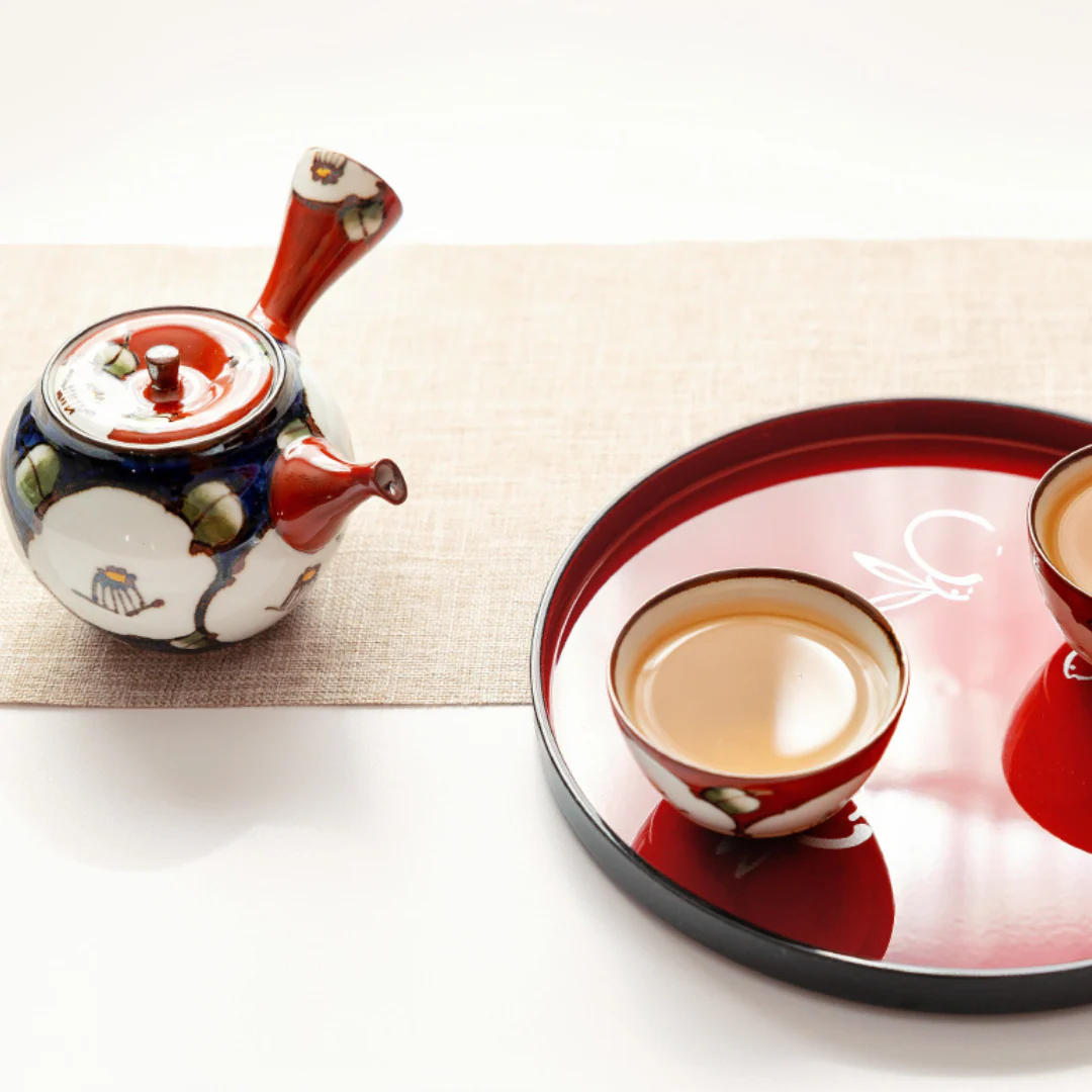 Arita-yaki Hand-Painted Vintage Camellia Teapot Set - Image 5