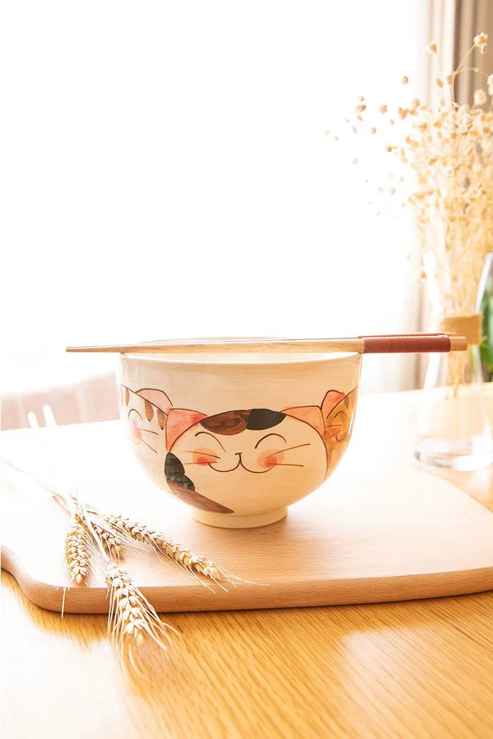 Arita-Yaki Lucky Beckoning Cat Ceramic Bowl - Image 4