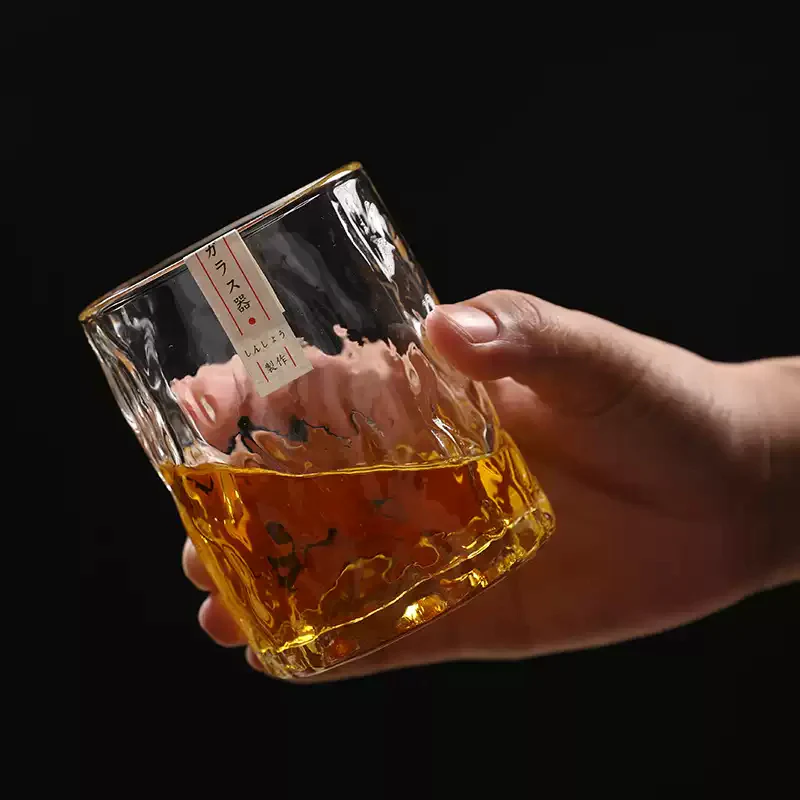 Edo Glass Handcrafted Water Ripple Whisky Glass - Image 3