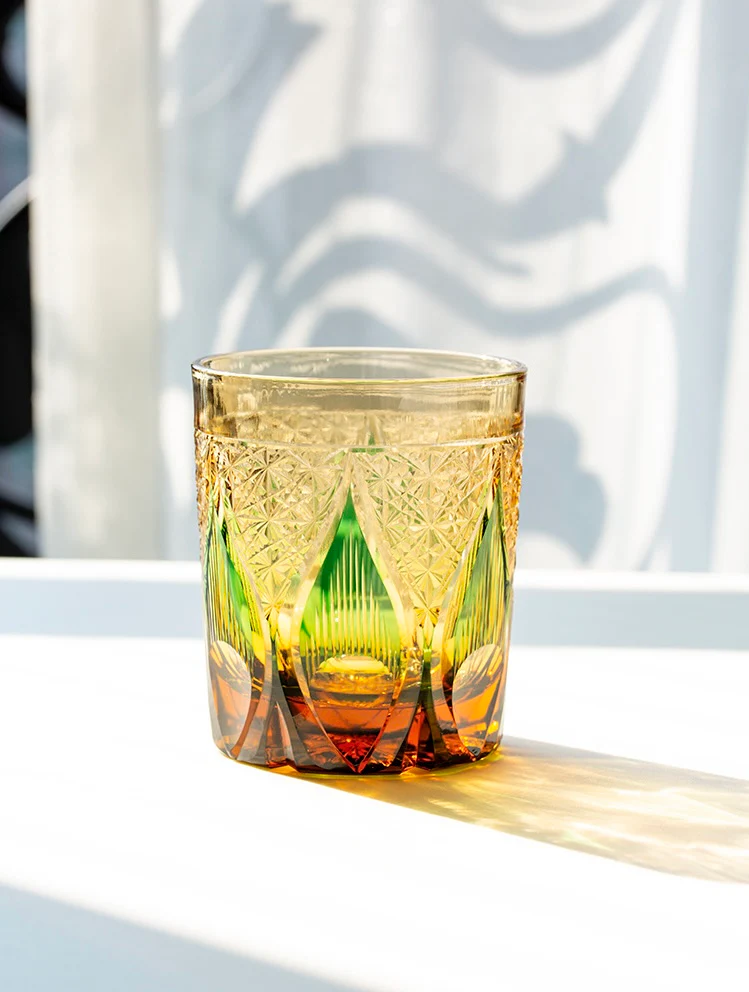Edo Kiriko Hand-Carved Candle Flame Whiskey Glass - Image 5