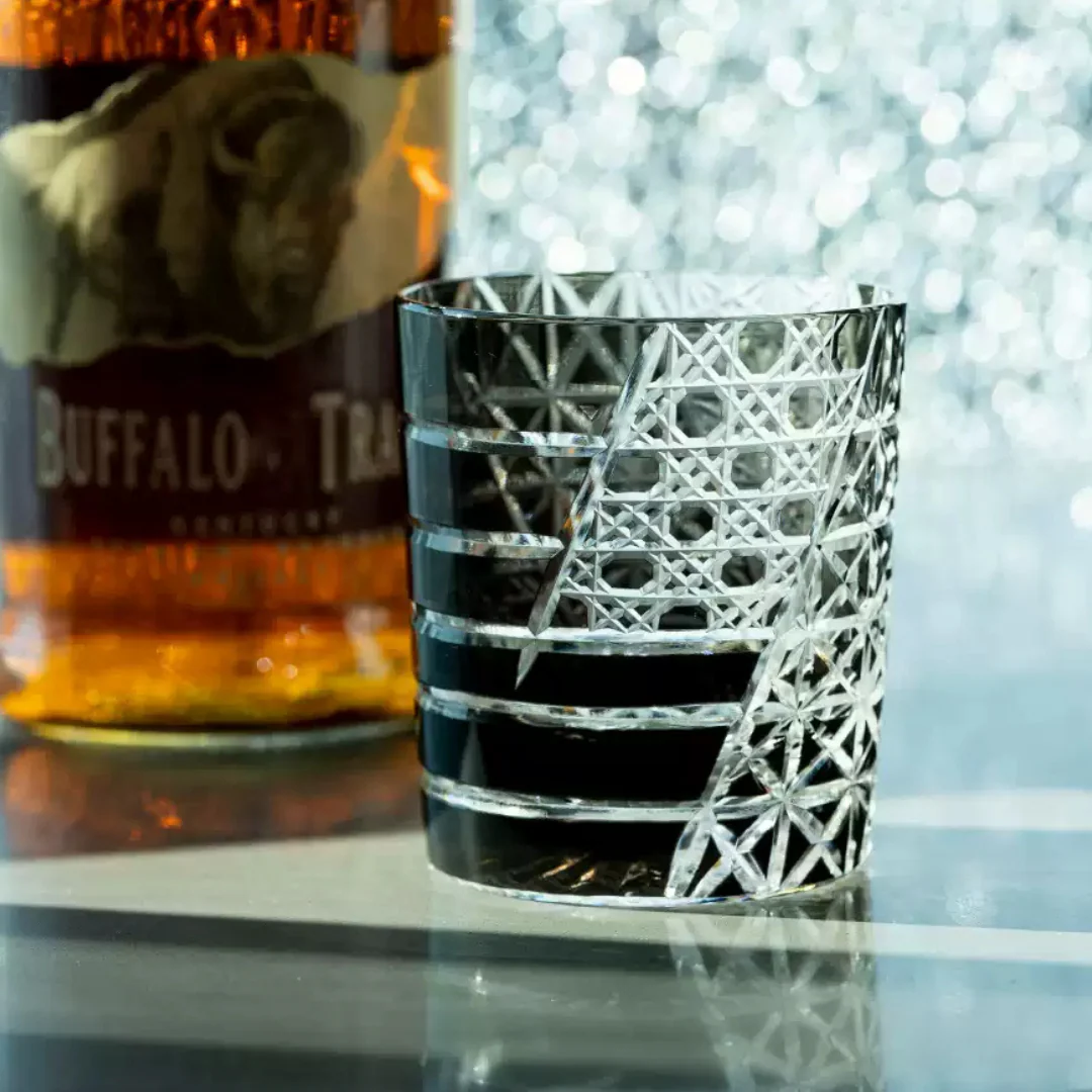 Edo Kiriko Hand-Carved Dark Knight Whiskey Glass
