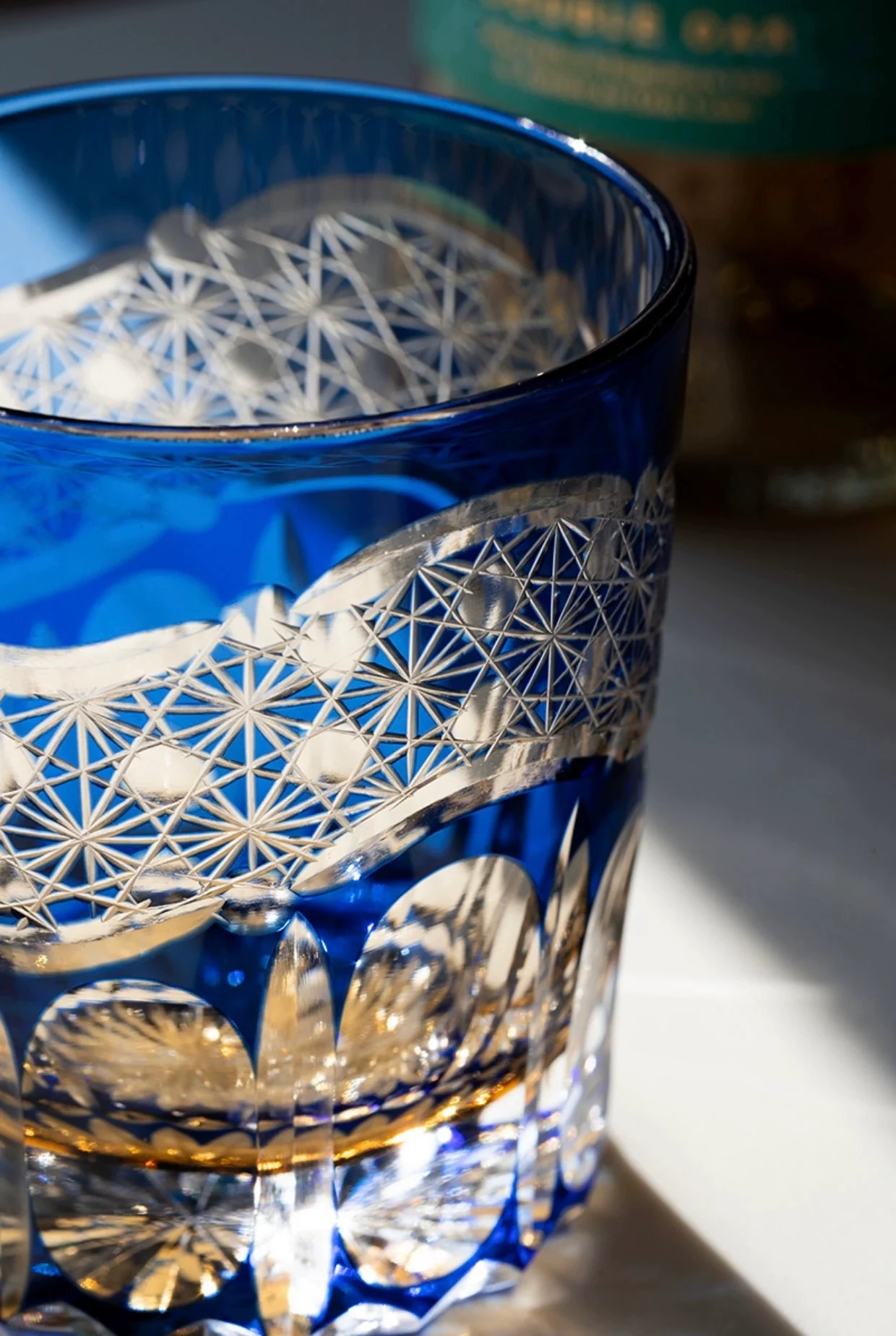 Edo Kiriko Hand-Carved Dawn Tricolor Whiskey Glass - Image 6