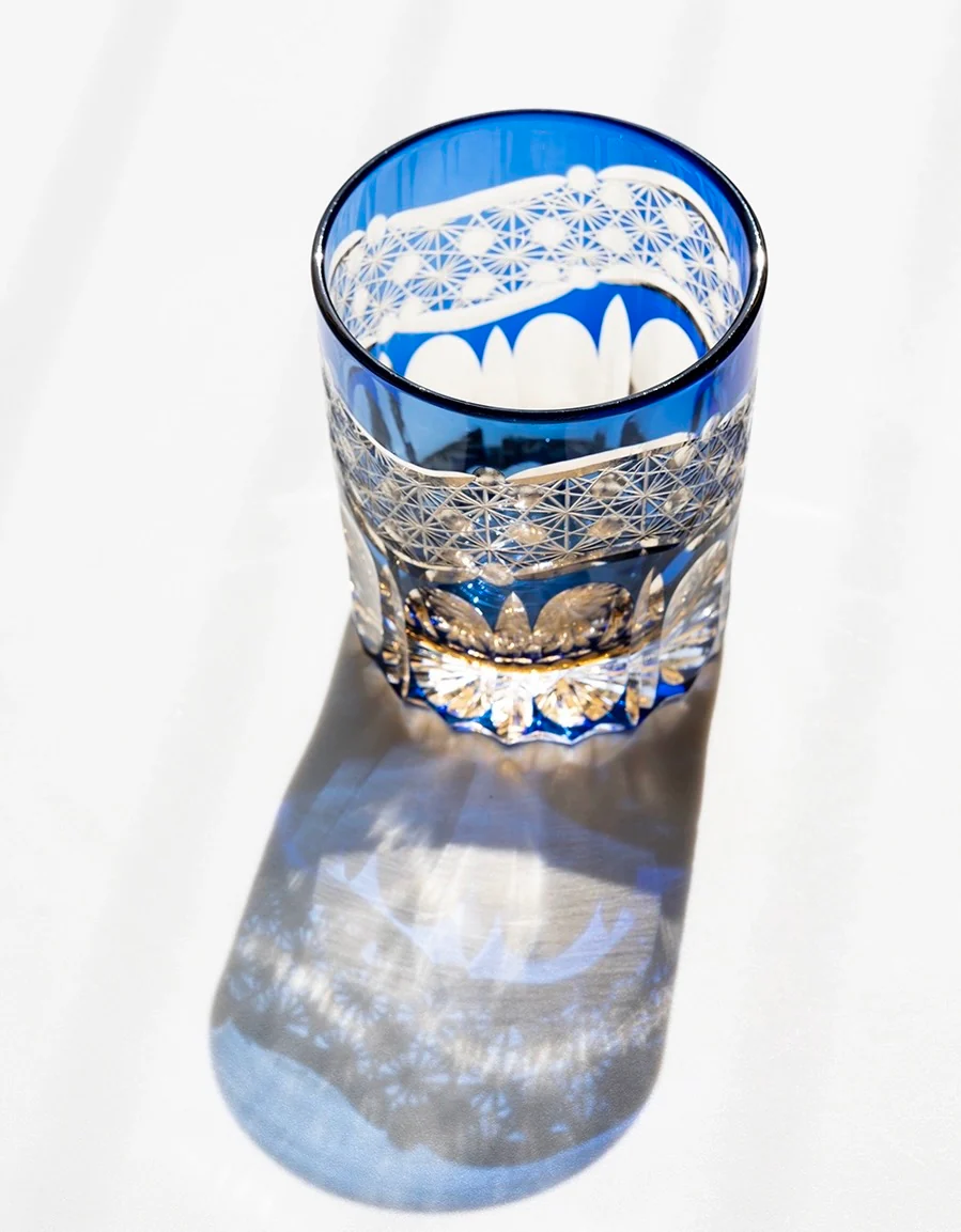 Edo Kiriko Hand-Carved Dawn Tricolor Whiskey Glass - Image 7