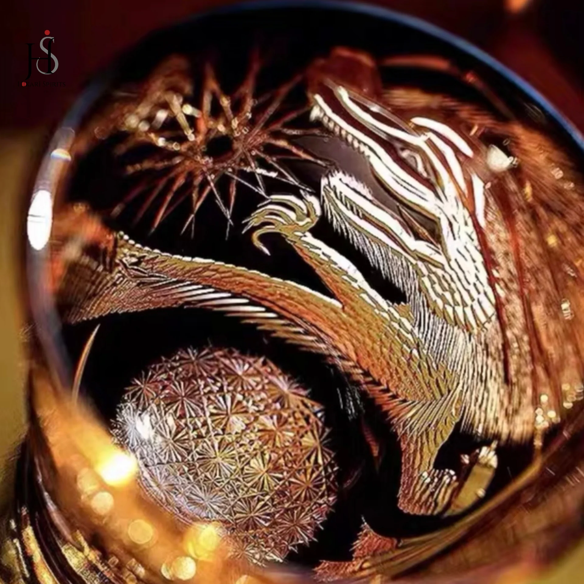 Edo Kiriko Hand-Carved Dragon's Breath Whiskey Glass - Image 3