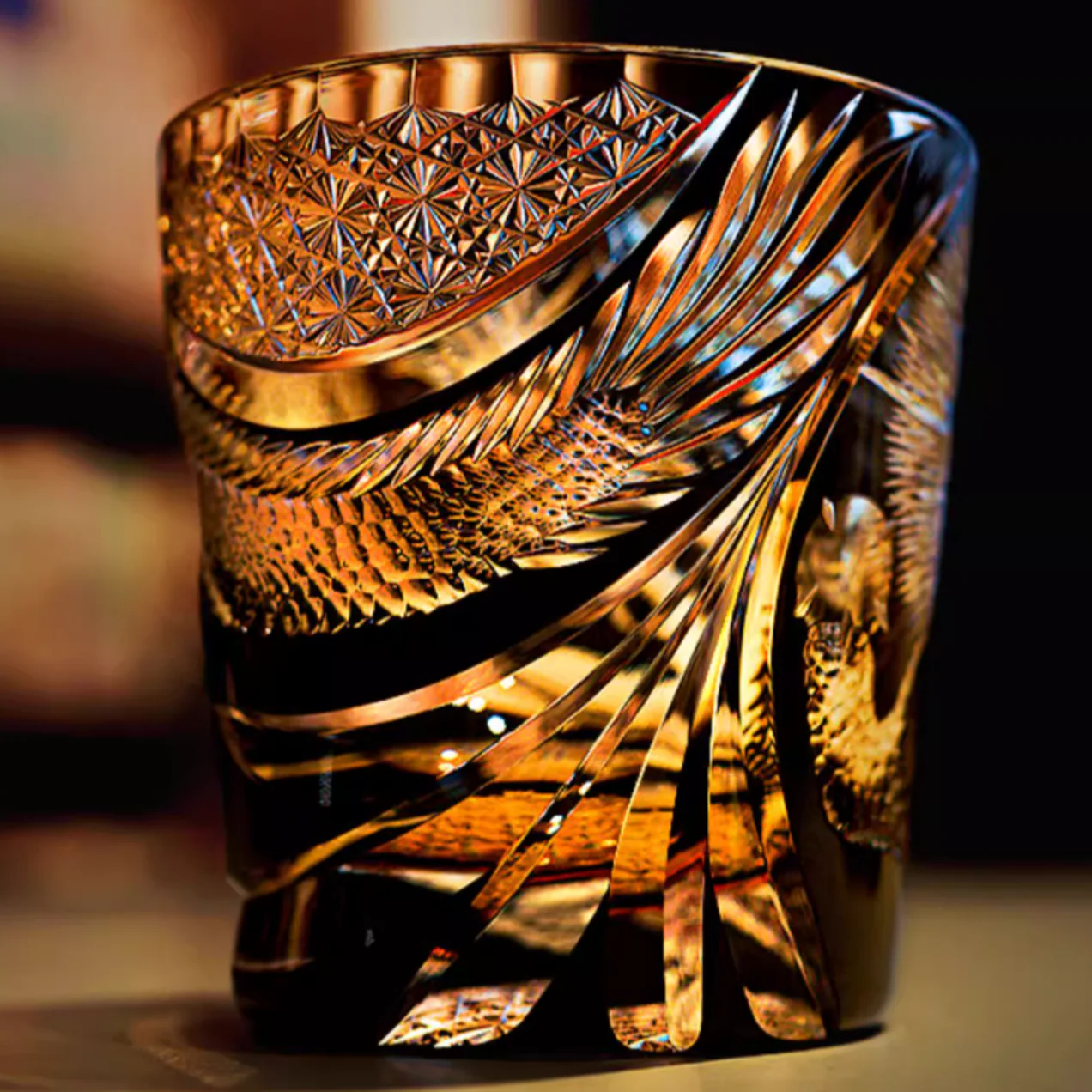 Edo Kiriko Hand-Carved Dragon's Breath Whiskey Glass - Image 5
