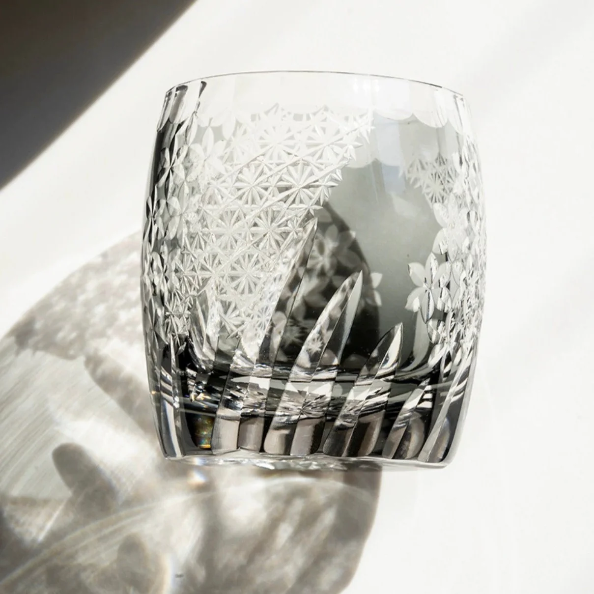 Edo Kiriko Hand-Carved Frost Flower Whiskey Glass - Image 2