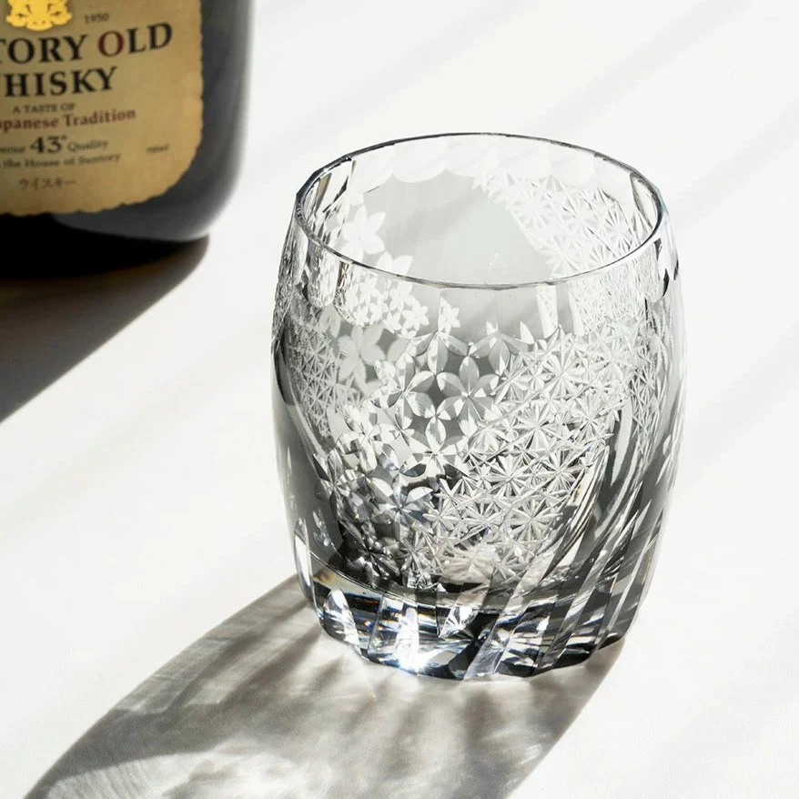 Edo Kiriko Hand-Carved Frost Flower Whiskey Glass - Image 3