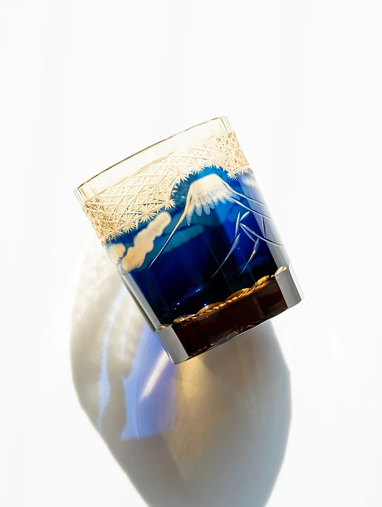 Edo Kiriko Hand-Carved Mount Fuji Whiskey Glass - Image 5