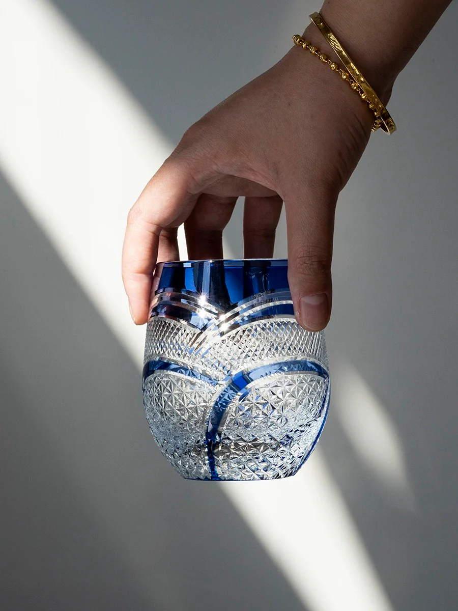 Edo Kiriko Hand-Carved Ripple Whiskey Glass - Image 4