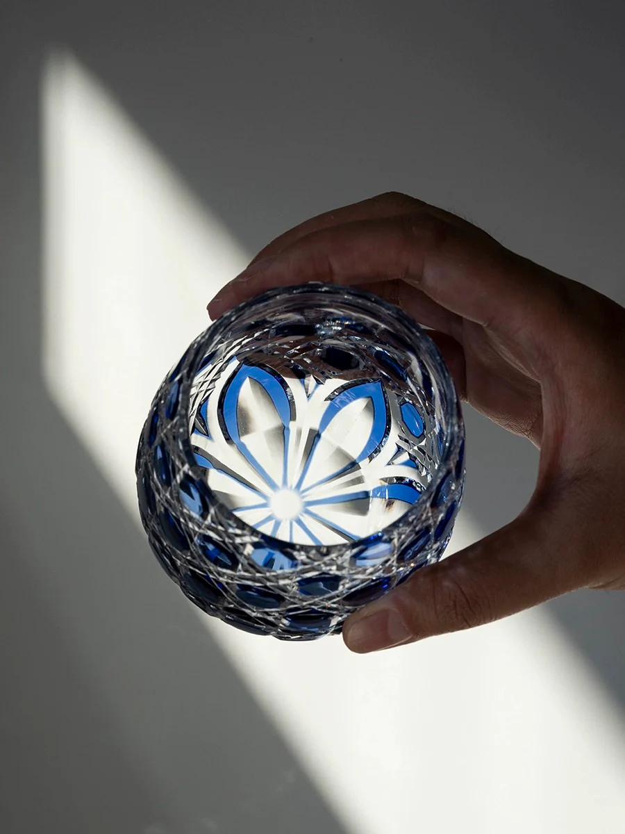 Edo Kiriko Hand-Carved Ripple Whiskey Glass - Image 5