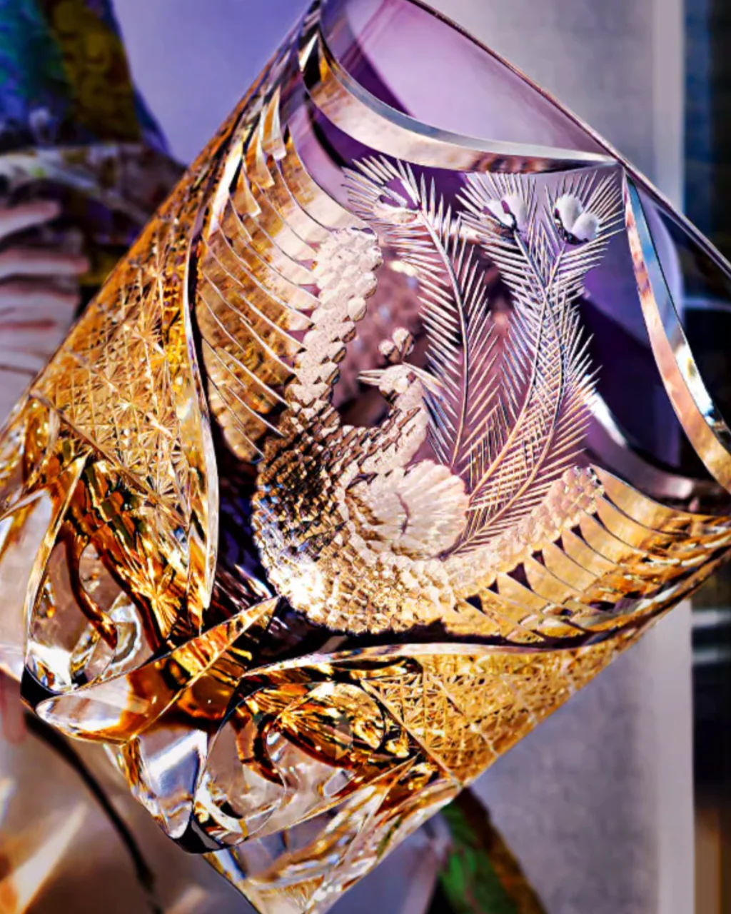 Edo Kiriko Hand-Carved The Phoenix Whiskey Glass - Image 4