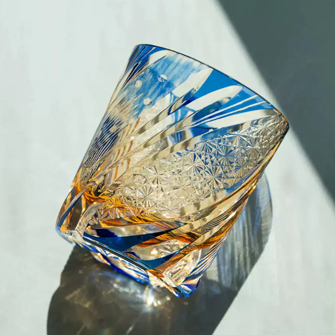 Edo Kiriko Hand-Carved Three-Colored Starry Sky Whiskey Glass - Image 5