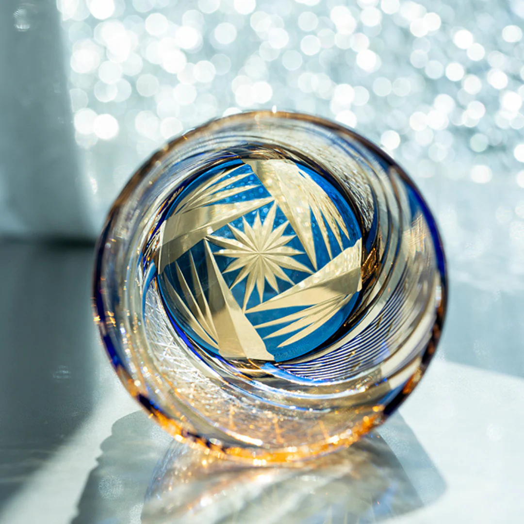 Edo Kiriko Hand-Carved Three-Colored Starry Sky Whiskey Glass - Image 8