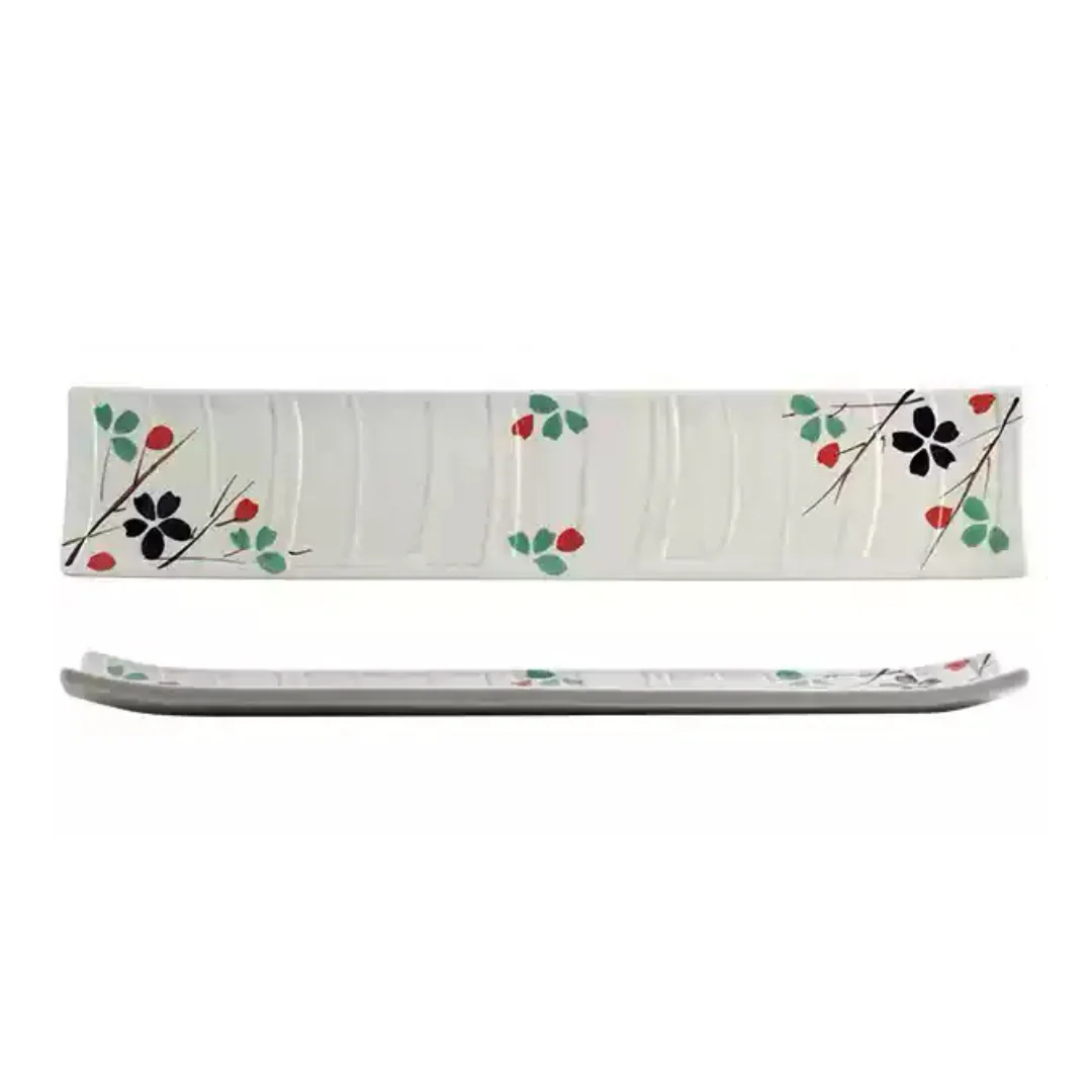 Fukutora Ware Hand-Painted Checkered Long Sushi Plate - Image 11