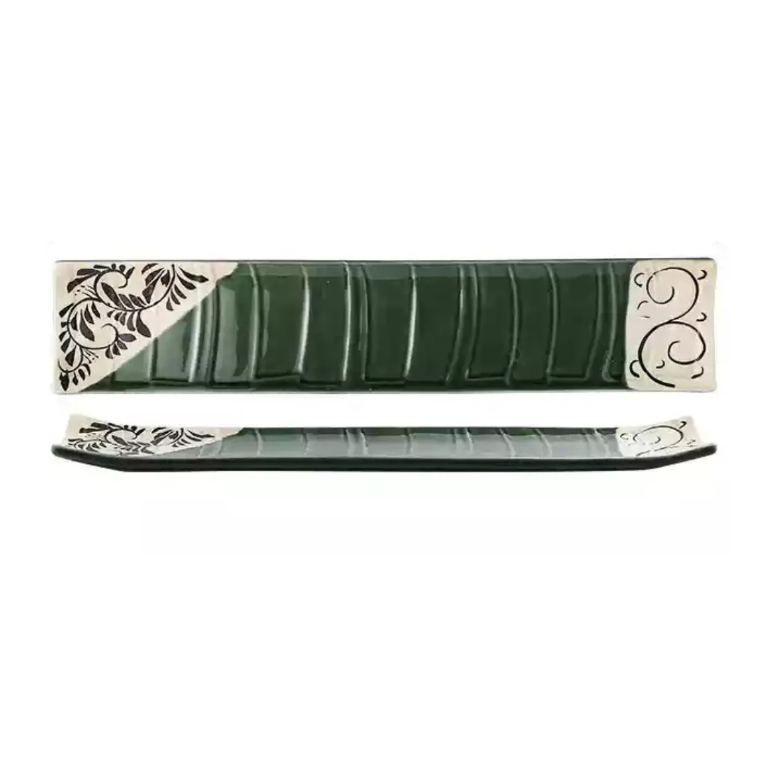 Fukutora Ware Hand-Painted Checkered Long Sushi Plate - Image 12
