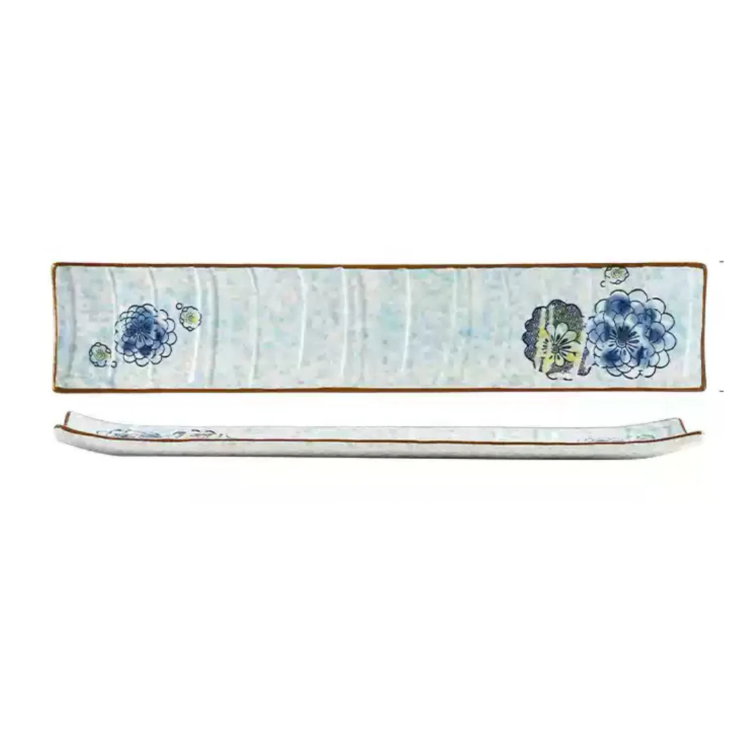 Fukutora Ware Hand-Painted Checkered Long Sushi Plate - Image 13
