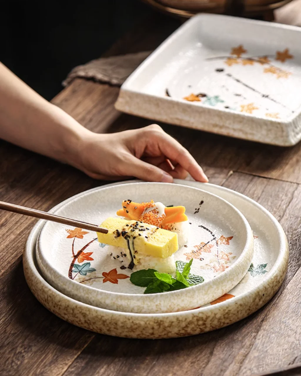 Fukutora Ware Hand-Painted Maple Leaf Plate - Image 12