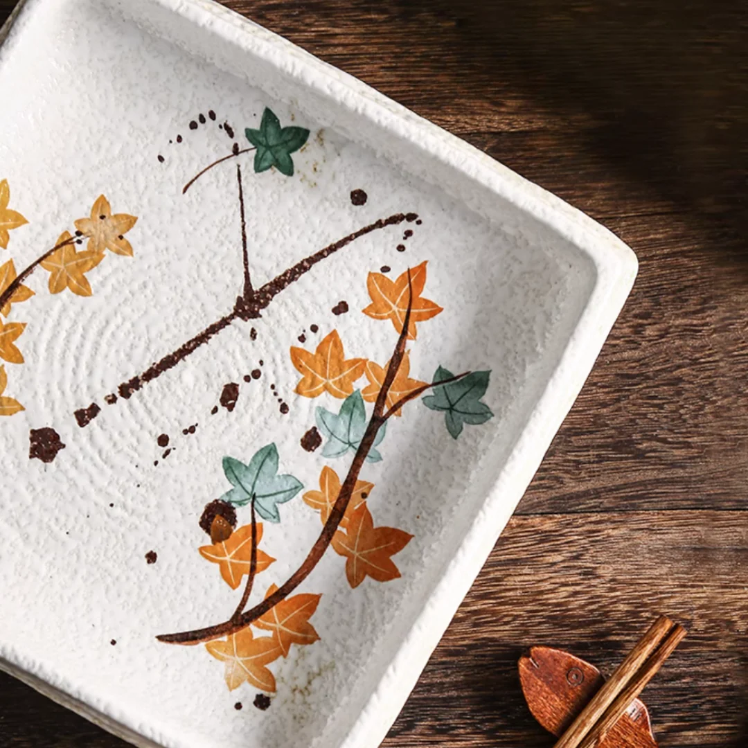 Fukutora Ware Hand-Painted Maple Leaf Plate - Image 7