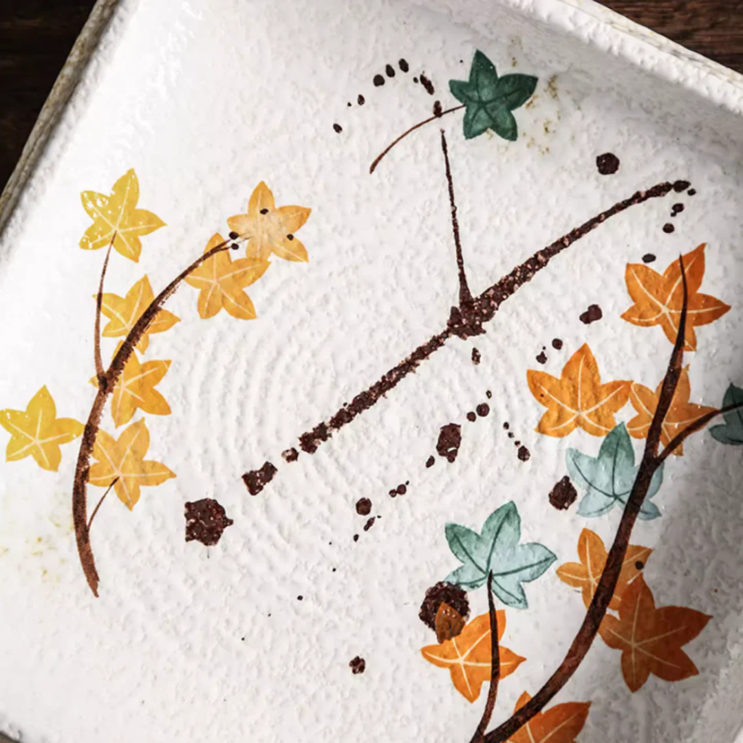 Fukutora Ware Hand-Painted Maple Leaf Plate - Image 9