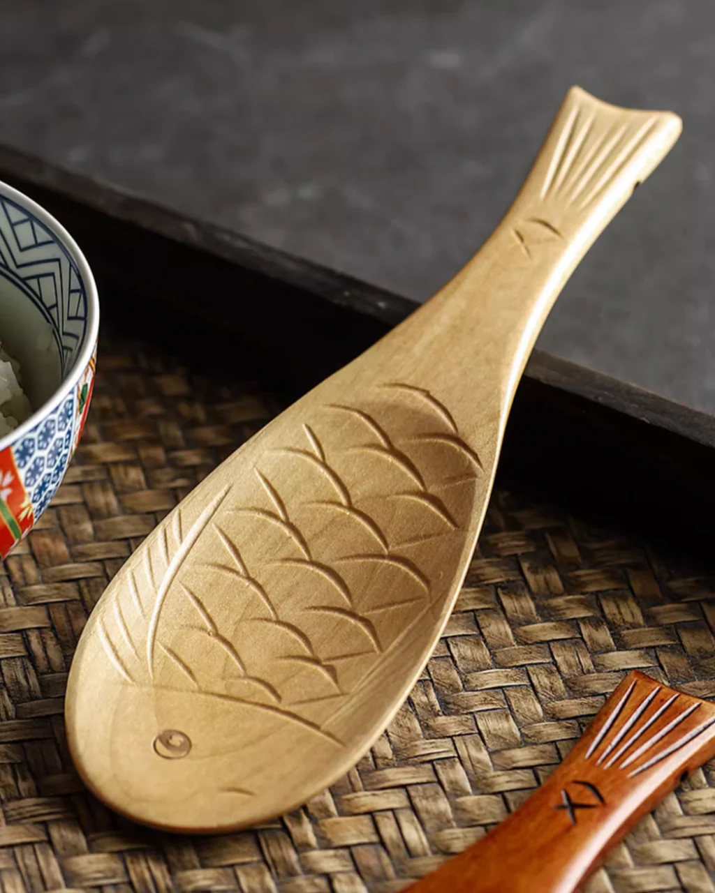 Fukutora Ware Handcrafted Fish-Shaped Wooden Spoon - Image 6