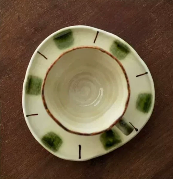 Hatsuichi Rustic Hand-Painted Ceramic Coffee Cup - Image 4