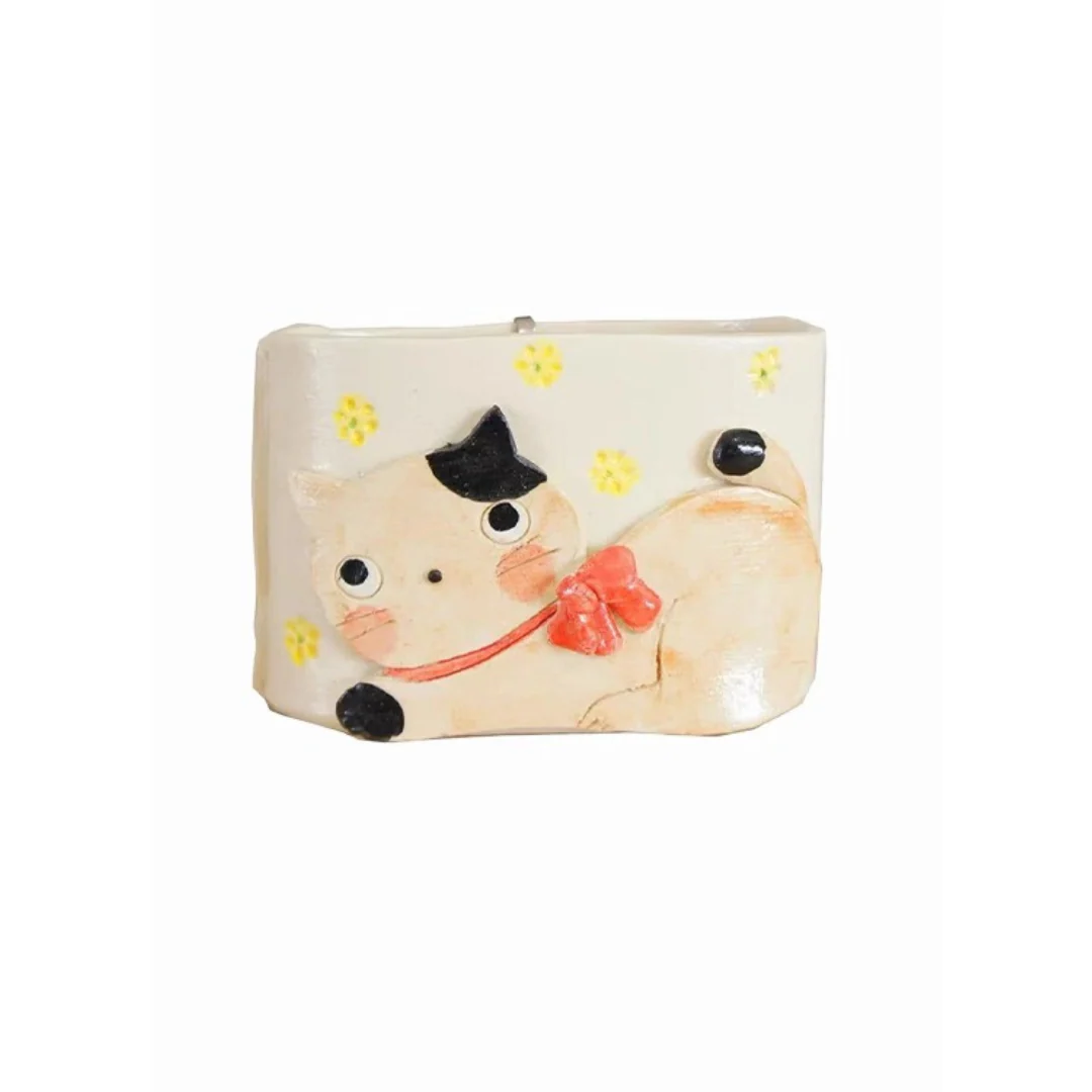 Kanesan Hand-Painted Cat Ceramic Planter - Image 12