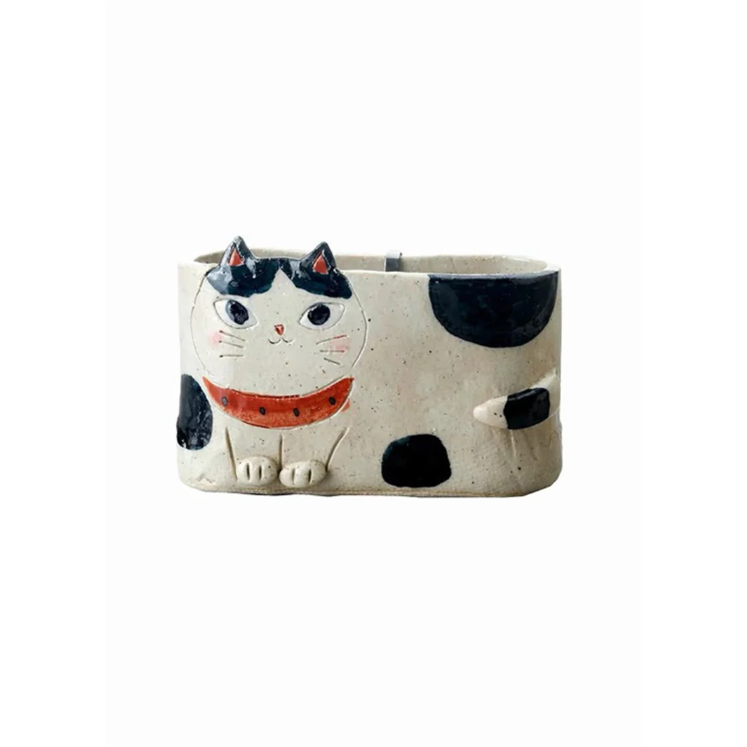 Kanesan Hand-Painted Cat Ceramic Planter - Image 14