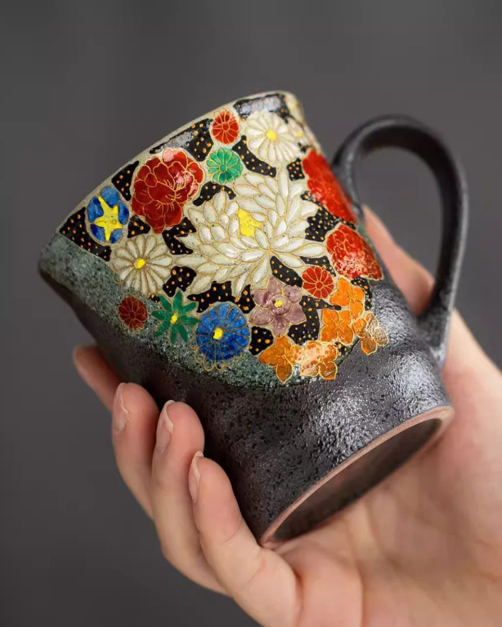 Kutani Ware Handcrafted Golden Floral Couple Mug Set – Wedding Gift - Image 11