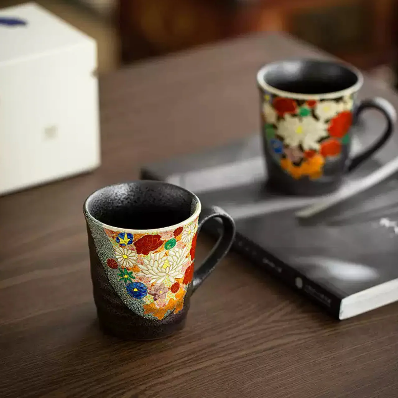 Kutani Ware Handcrafted Golden Floral Couple Mug Set – Wedding Gift - Image 3