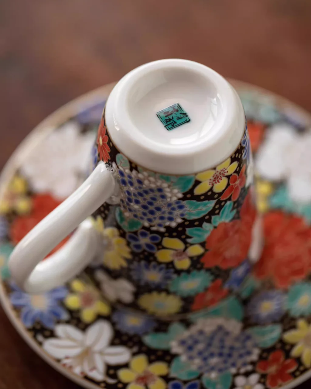 Kutani Ware Imperial Floral Coffee Cup - Image 12