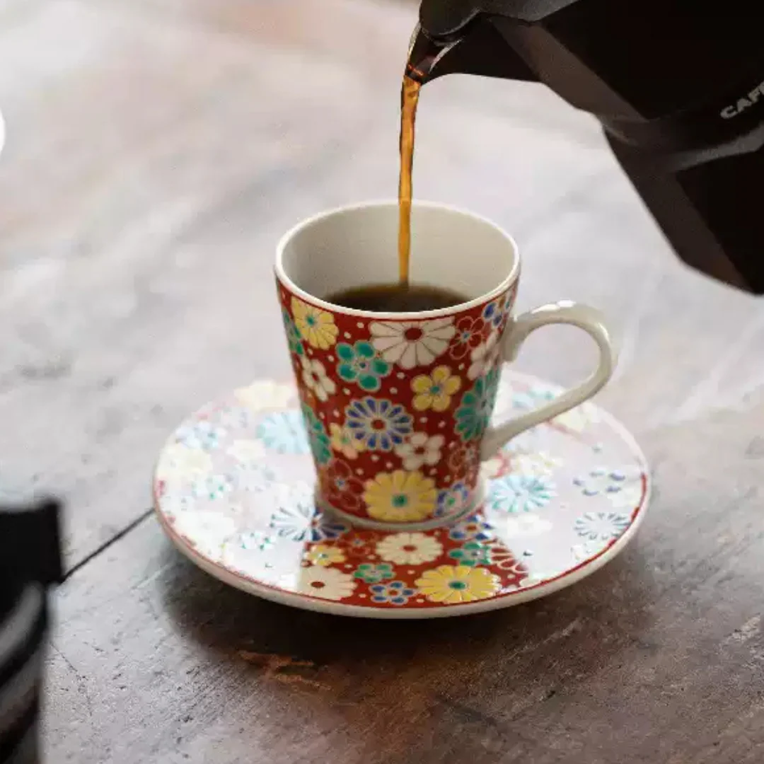 Kutani Ware Imperial Floral Coffee Cup - Image 14