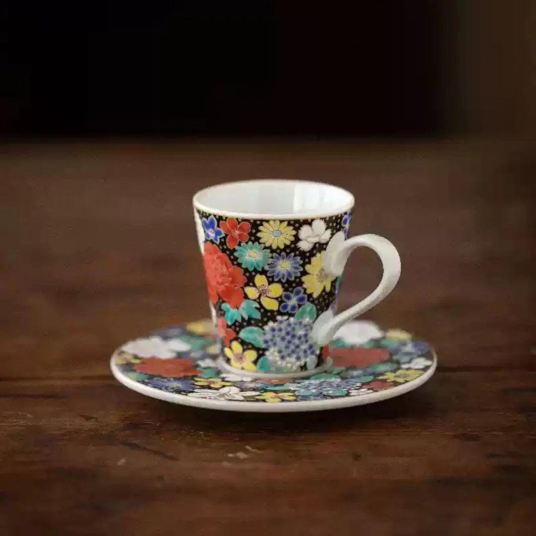 Kutani Ware Imperial Floral Coffee Cup - Image 15