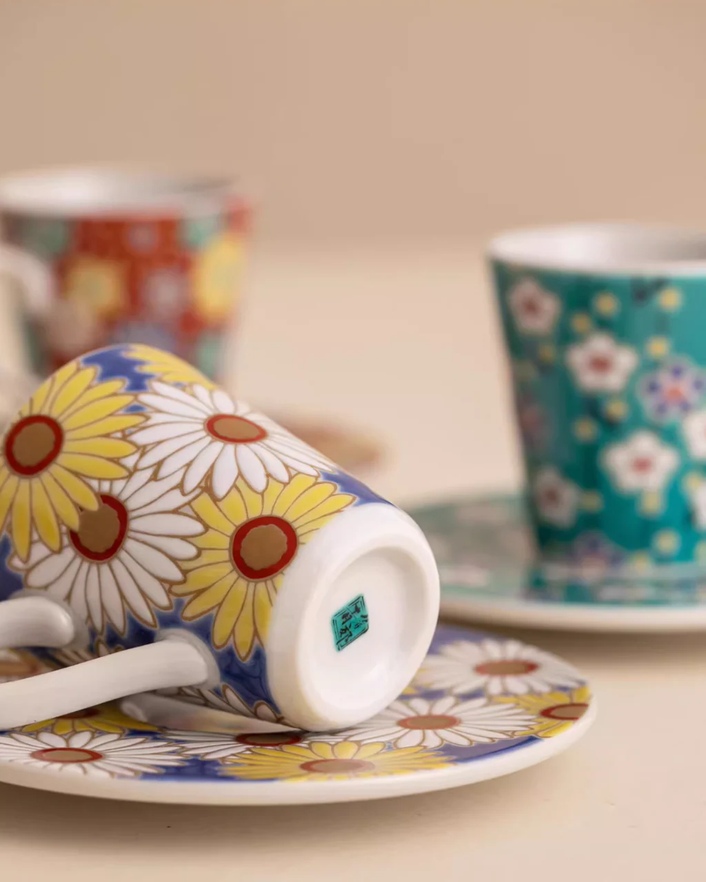 Kutani Ware Imperial Floral Coffee Cup - Image 7