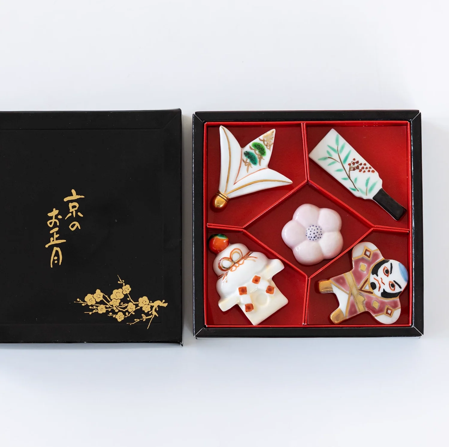 Kyoto Kiyomizu Ware Hand-Painted Vintage Chopstick Rest Gift Set - Image 3