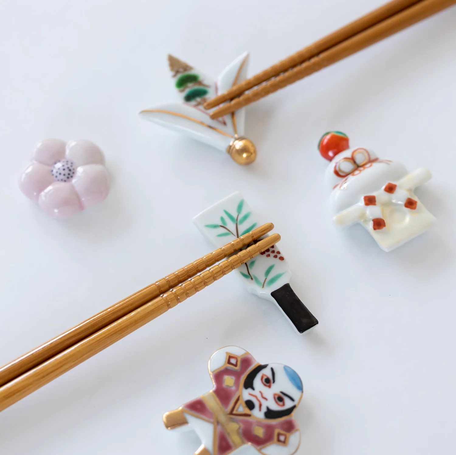 Kyoto Kiyomizu Ware Hand-Painted Vintage Chopstick Rest Gift Set - Image 6