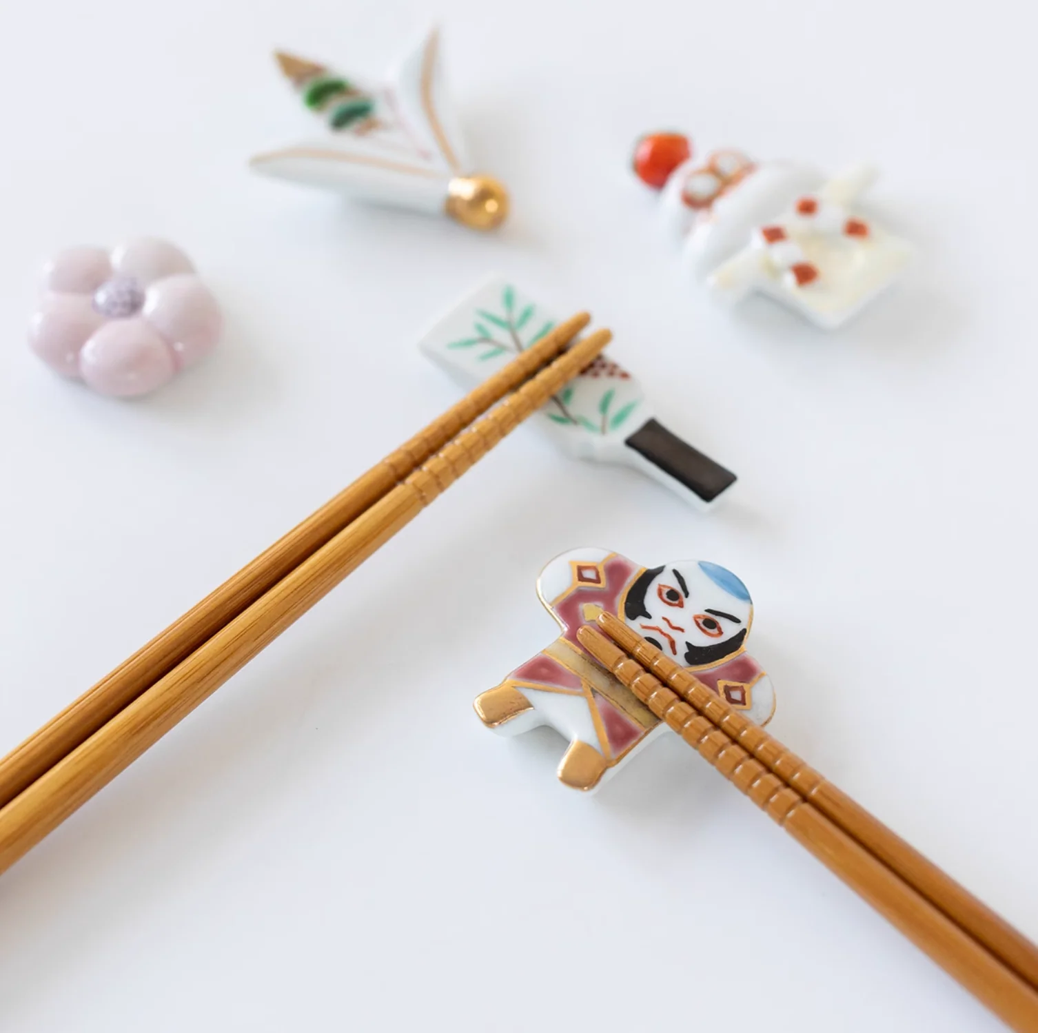 Kyoto Kiyomizu Ware Hand-Painted Vintage Chopstick Rest Gift Set - Image 8