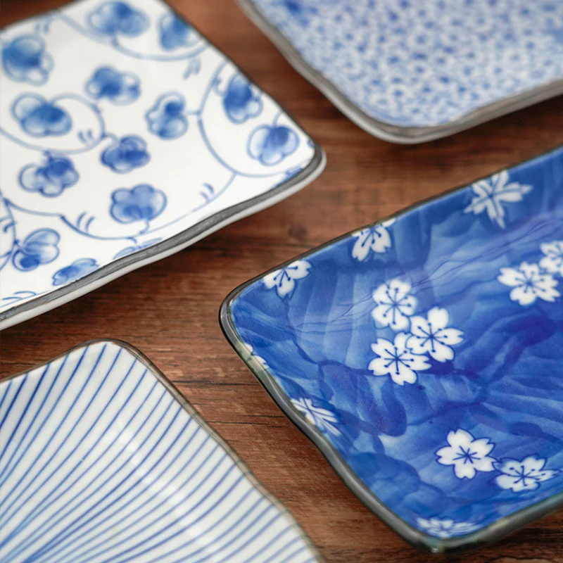Mino Ware Botanical Series Underglaze Rectangular Plate - Image 7