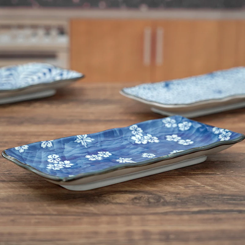 Mino Ware Botanical Series Underglaze Rectangular Plate - Image 8