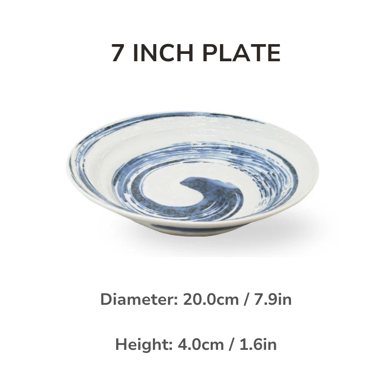 Mino Ware Funshuki Seiryuu Series Underglaze Bowl and Plate Set - Image 12