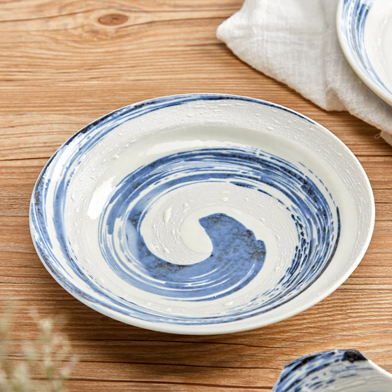Mino Ware Funshuki Seiryuu Series Underglaze Bowl and Plate Set - Image 8