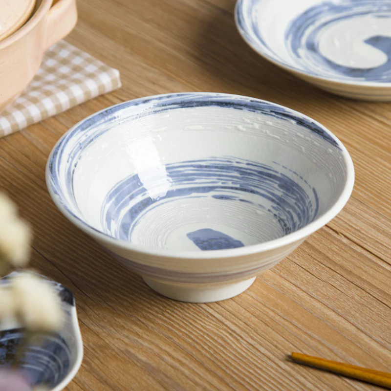 Mino Ware Funshuki Seiryuu Series Underglaze Bowl and Plate Set - Image 9