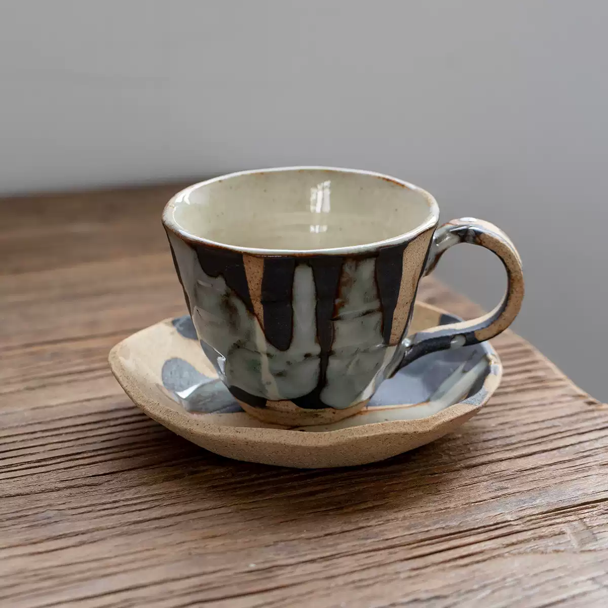Mino Ware Rustic Hyakuso Ceramic Coffee Cup Set - Image 7