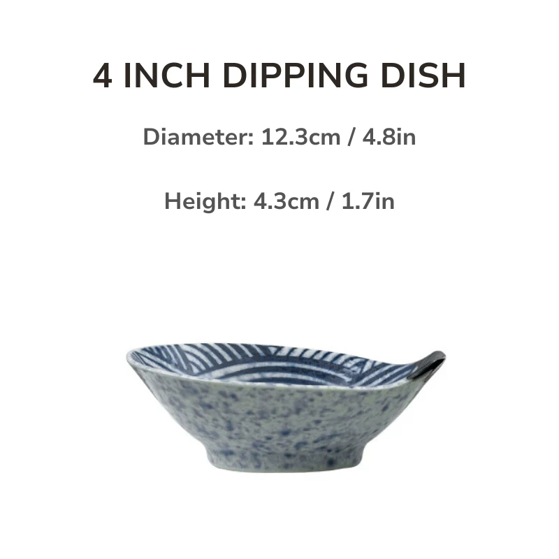 Mino Ware Wave Pattern Retro Underglaze Bowl and Plate Set - Image 13