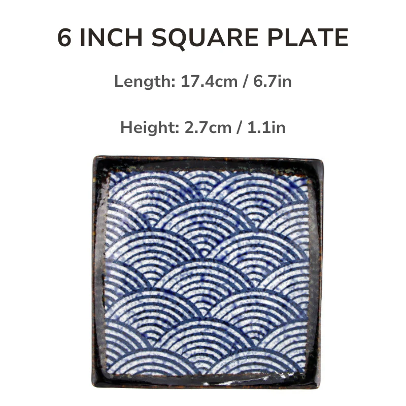 Mino Ware Wave Pattern Retro Underglaze Bowl and Plate Set - Image 22