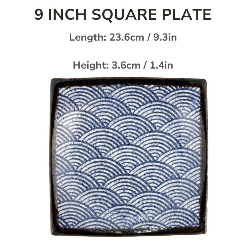 Mino Ware Wave Pattern Retro Underglaze Bowl and Plate Set - Image 23