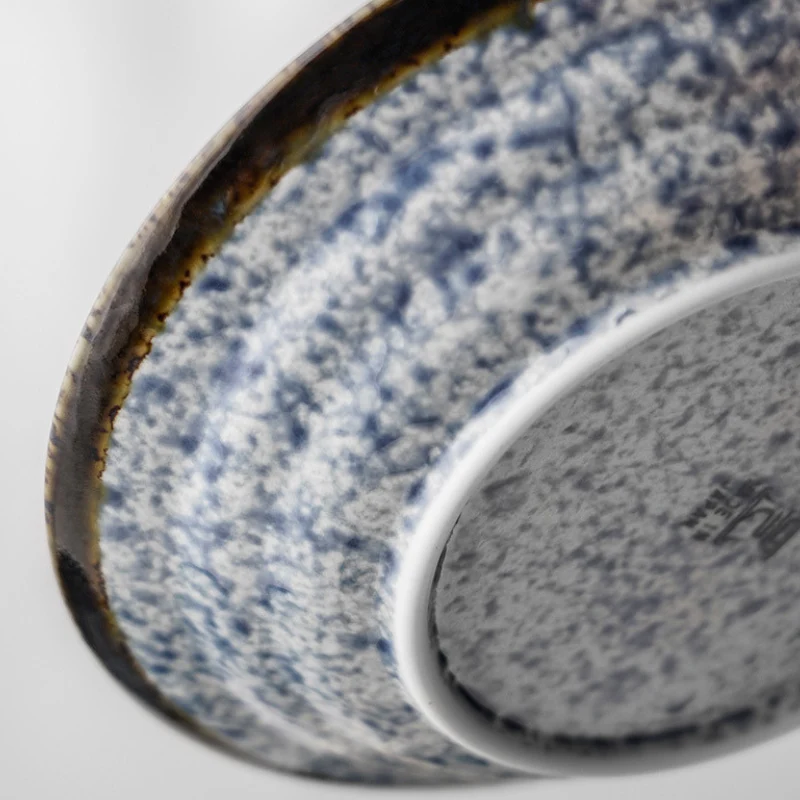 Mino Ware Wave Pattern Retro Underglaze Bowl and Plate Set - Image 8